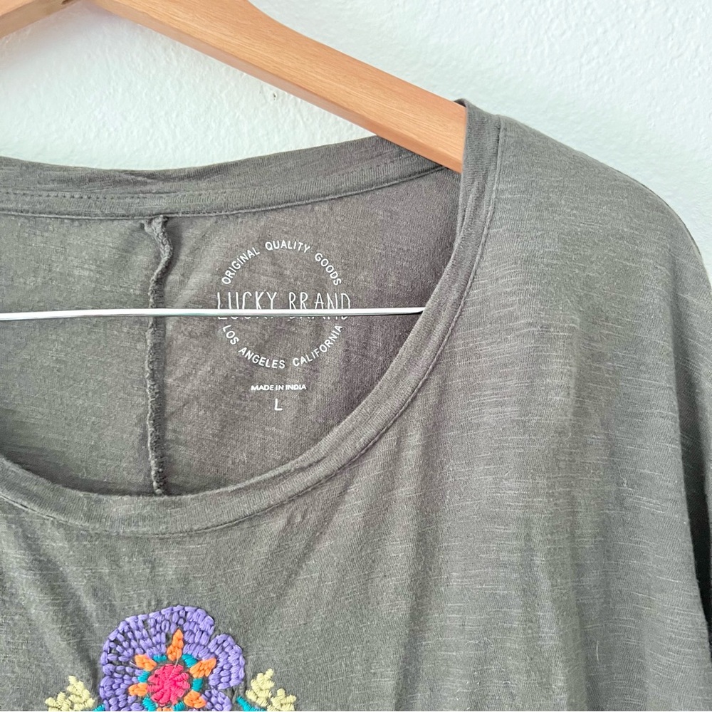 Lucky Brand Boho Colorful Embroidered Top Sz L - Picture 3 of 5